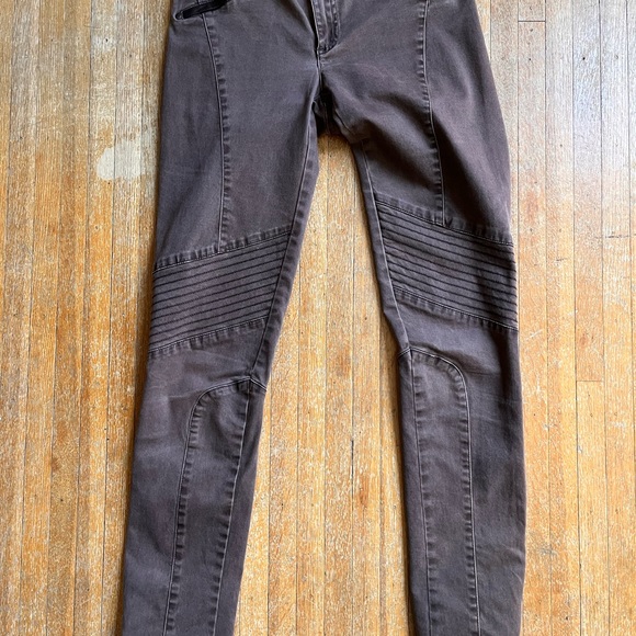 Peruvian Connection Skinny Low Rise Moto Stretch Pant Ankle Zip Leather Accent - Picture 3 of 14